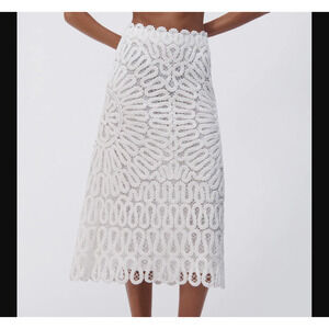 SIMKHAI Sally Cage Crochet Embroidery Midi Skirt Size 6